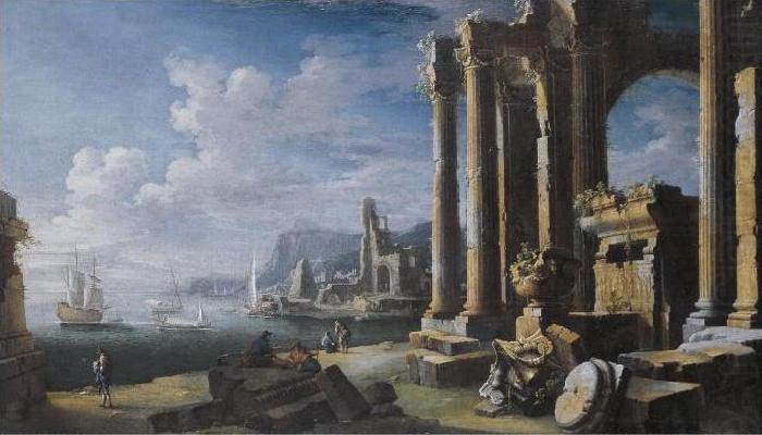 Leonardo Coccorante A capriccio of architectural ruins with a seascape beyond china oil painting image